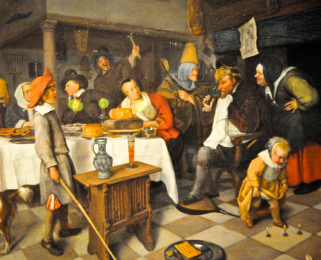 A 1665 Jan Steen painting of Twelfth Night feasting